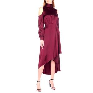 Diane Von Furstenberg Burgundy Silk Mockneck Midi Dress 4